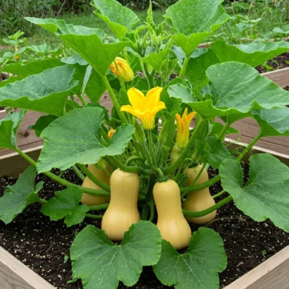 Squash Waltham Butternut Plant with Fresh Fruits – High Yield Vegetable Seeds for Home Garden